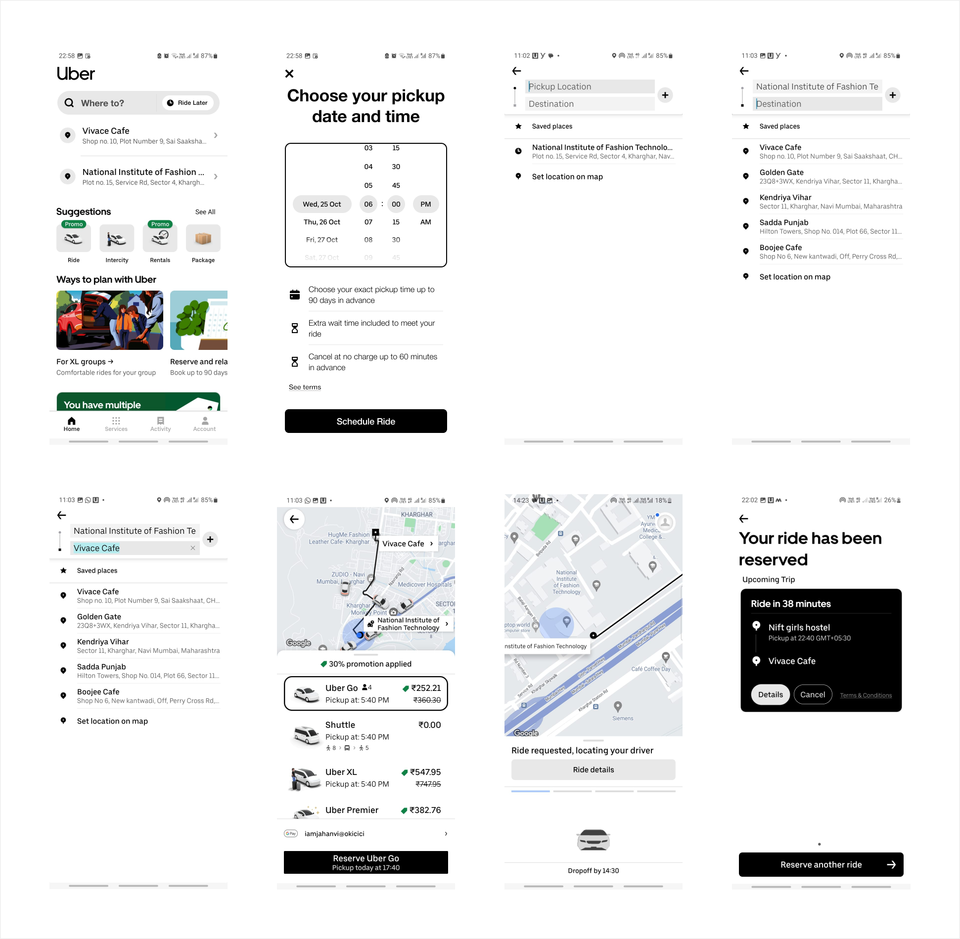 Uber 'Schedule Ride' Flow Interaction Redesign by Jahanvi Singh on
