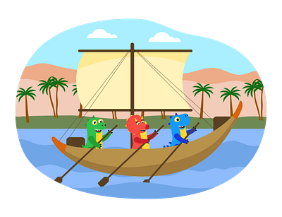 Друзья в лодке education remote learning study гребля друзья земля лодка образавр образование обучение пальмы парус река