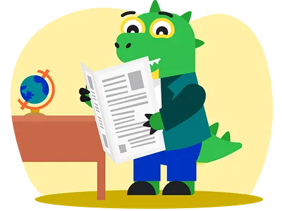 Образавр с газетой education remote learning study газета глобус земля изучение координаты образавр образование обучение чтение
