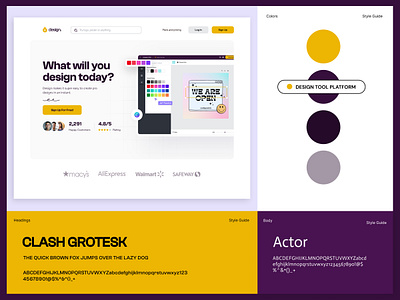 Design Tool Website Style Guide with Header analytics app ui branding cards design design too figma style guide