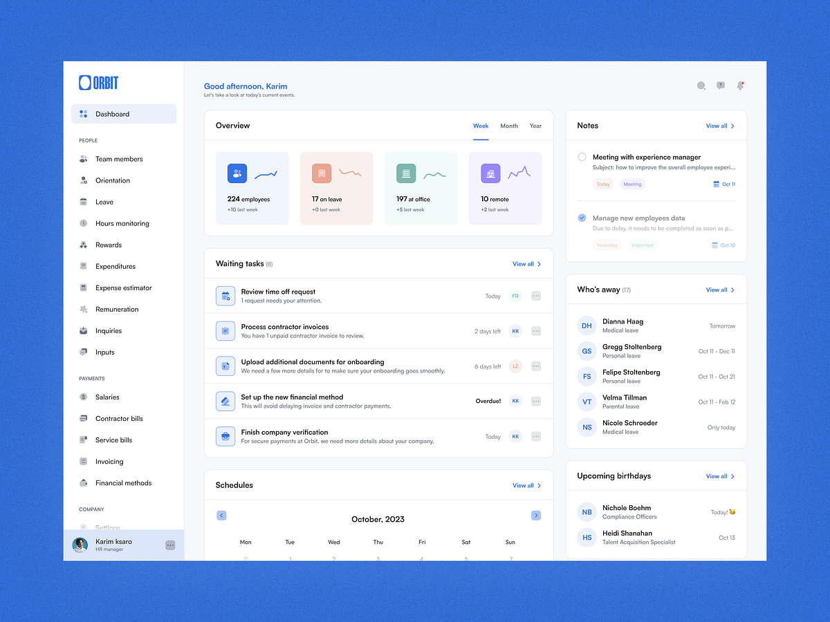 Orbit: HR & Employment Solution by QuetraTech on Dribbble