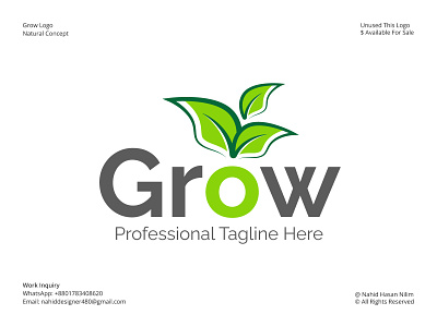 Natural Grow Logo Design, Logo Branding, Brand Identity Design brand design brand identity design branding business grow logo business logo company logo creative logo graphic design grow logo grow logo design grow logo icon growing logo illustration logo logo branding logo design logo maker logos natural grow logo vector logo