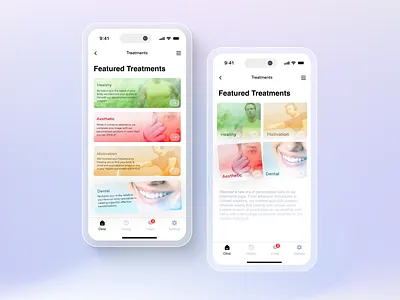 Clinical Treatments App clinic app design medical app minimal product ui ux