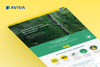 Aviva Zero branding development illustration landing page ui vector web design