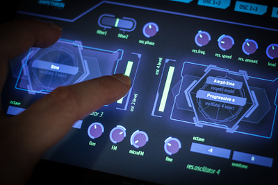 Ampethron VST / Hardware synthesizer UI GUI UX control panel electronic futuristic hardware plug in sci fi spaceship synth ui ux vst
