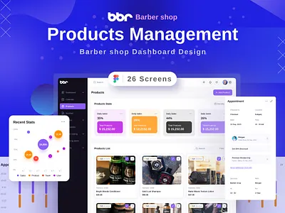 SAAS: Barbershop Admin Dashboard 3d barbershop branding crm dashboard figma graphic design illustration landingpage logo mobileapplication motion graphics product design saas ui ui design ui ux design userinterface ux web application