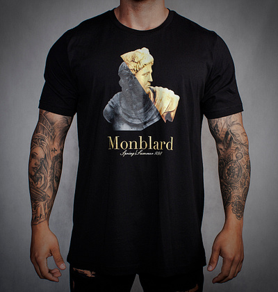 Monblard design gold luxury print roman t shirt