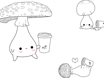 Mushling Coffee Love illustration linedrawing
