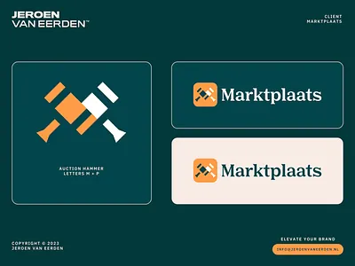 Marktplaats - Logo Redesign auction brand identity design branding buy creative logo dutch hammer jeroen van eerden logo m market markt marktplaats monogram netherlands p place sell visual identity design
