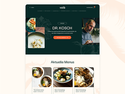 Voilà shop chef food identity michelin menu web design webdesign food