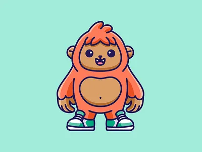 Bigfoot bigfoot character design cute bigfoot cute character cute illustration cute mascot cute sasquatch friendly fun happy illustration kids children mascot logo mythical creature outdoor playful running shoes sasquatch sneakers sport shoes