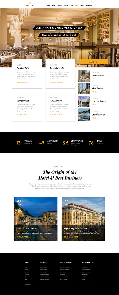 HOTELIE - Luxury Hotel Website - News design hotel luxury news ui uidesign webdesign