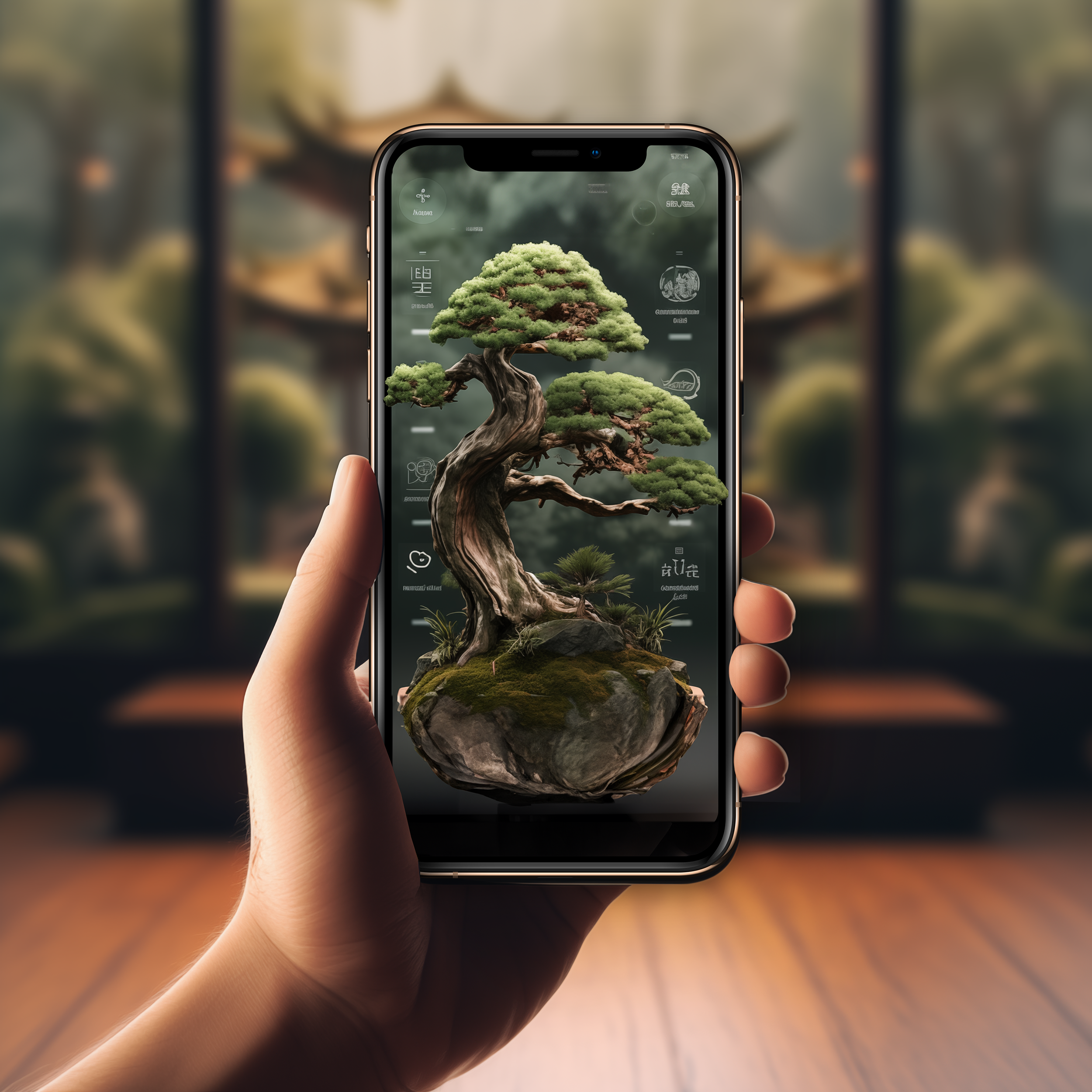 Bonsai App app bonsai design gardening health interactive interface ios mobile plants ui wellness