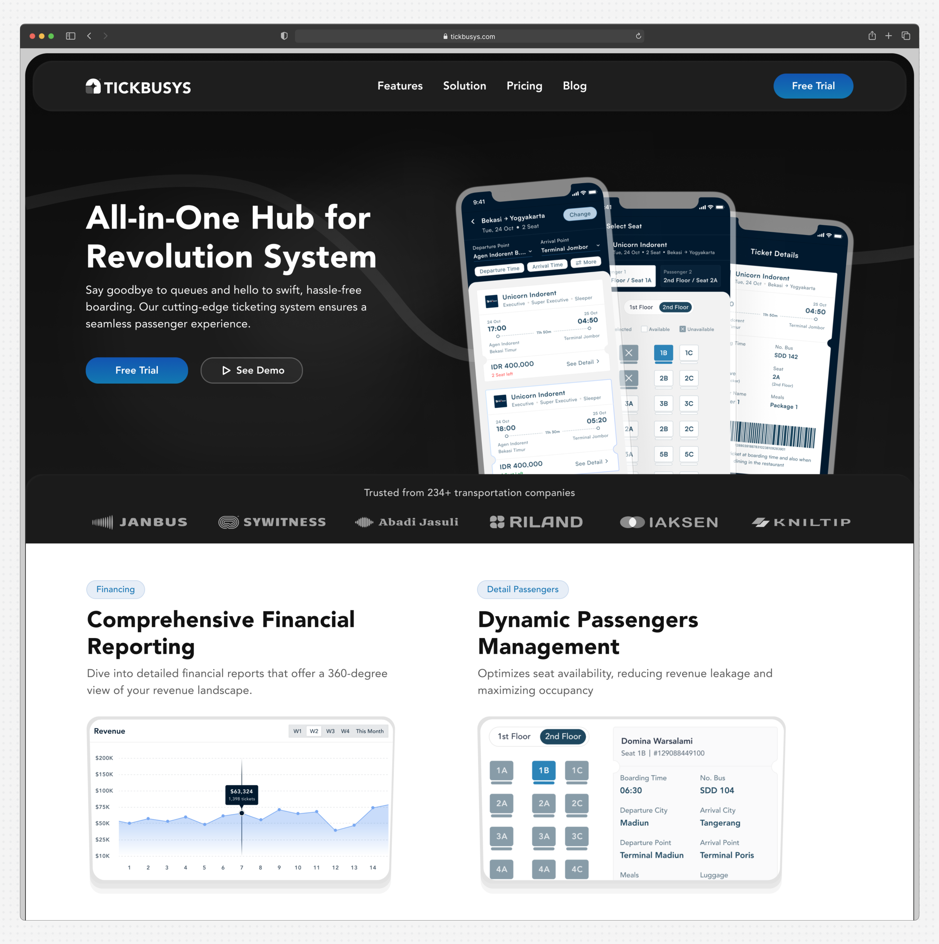 Bus Ticketing System Landing Page - Exploration booking system bus bus booking buy ticket clean data data visualization landing page ticket travel ui website