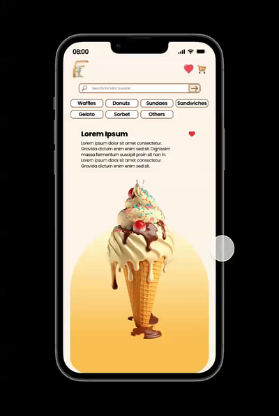 Ice-cream app UI animation appdesign dailyui design ui ux uxd