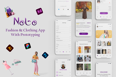 Nobo Fashion & Clothing App app branding cart clothing fashion feature figma interface mobile order products prototype shopping ui ux