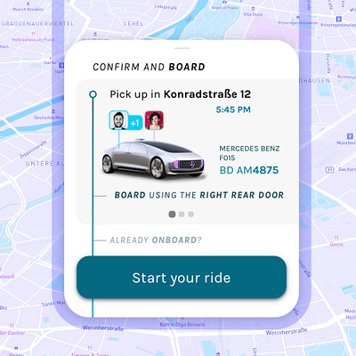 Autonomous Carpooling concept app ui