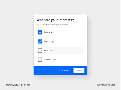 A dropdown list with checkboxes and save & cancel button app design checkbox ui daily ui daily ui challenge design mobile app design ui ui design ui design challenge uiux ux ux design