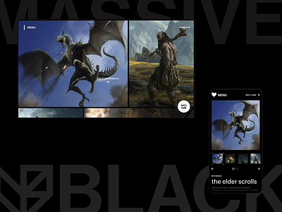 Massive Black animation black colors corporate website creative design for game company minimalism ui ux web design