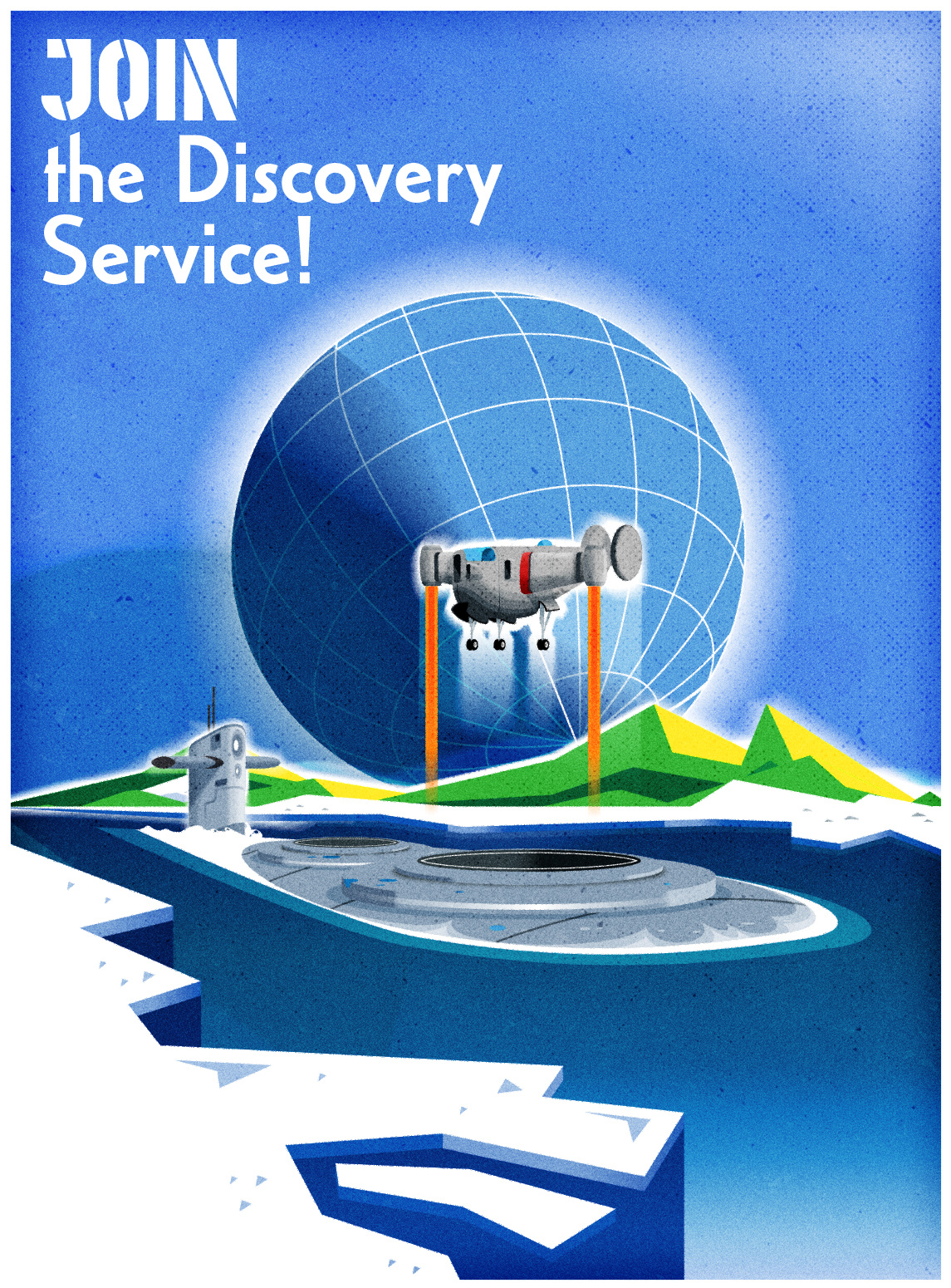 Discovery Service advert design illustration illustrator minimalist texture travel travel poster vector