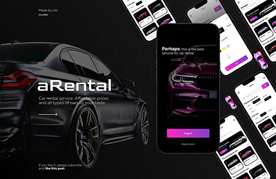 Car rental app branding design mobile ui
