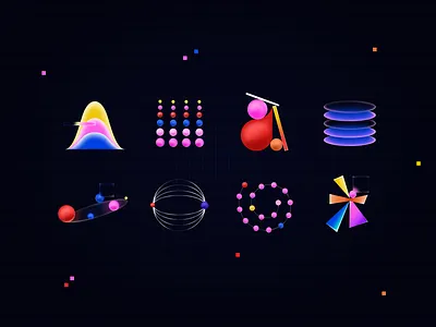 Cybersecurity icons set abstract brightness connection cyber flat flat illustration hierarchy illustration illustrator layers security stats