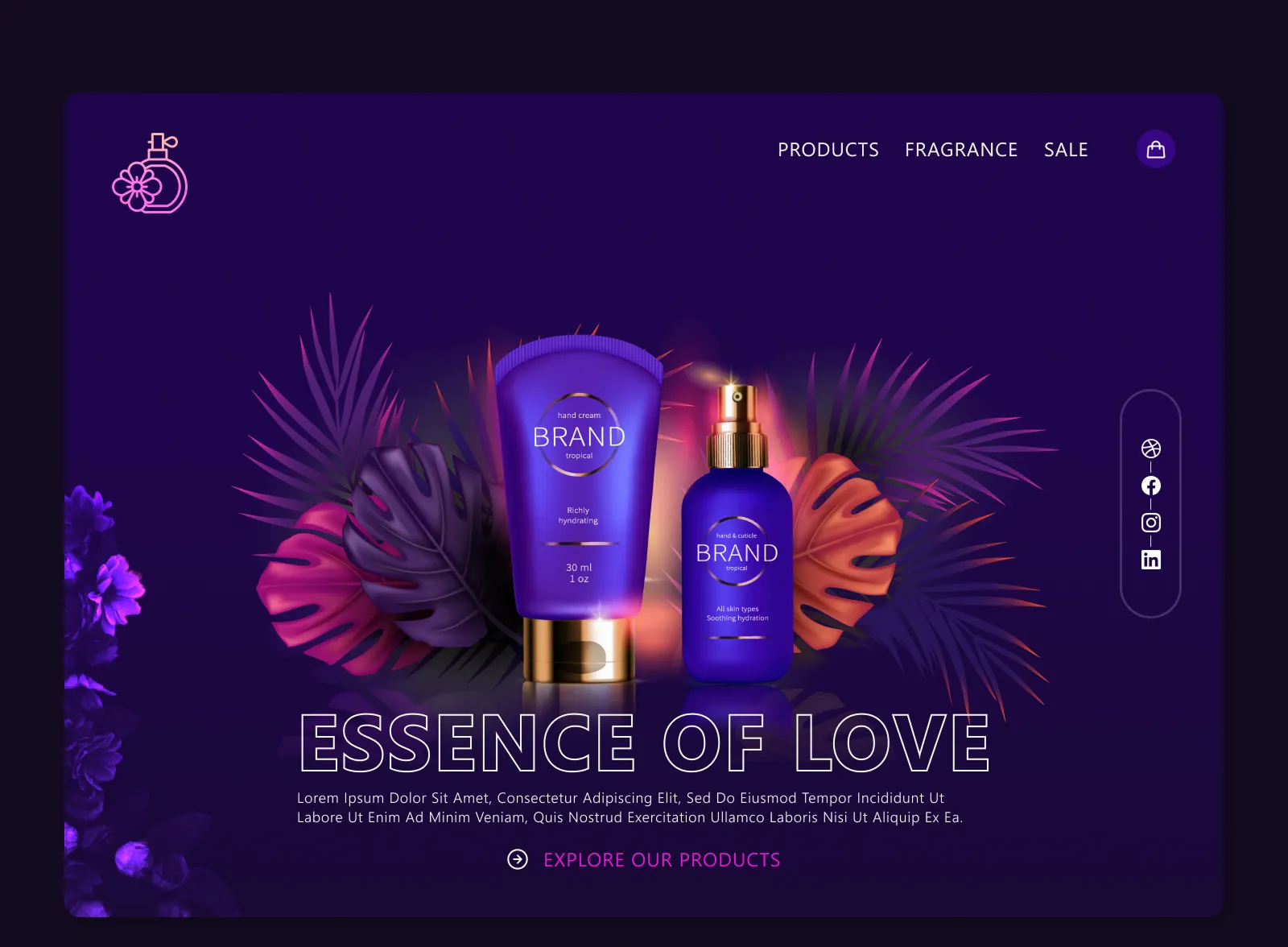 Perfume website designs beauty website design homepage icon landing page perfume perfume website skin care product website skin care website ui website design websites