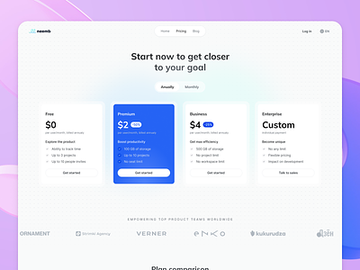 Pricing page + pricing table cards clear clear ui design system figma landing price structure price table pricing pricing cards pricing page pricing plans pricing table saas slider startup table ui ux web design