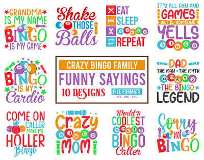 CRAZY BINGO FAMILY FUNNY SAYING SVG DESIGN bingo svg