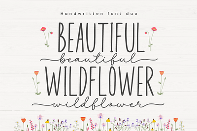 Beautiful Wildflower Font duo beautiful wildflower calligraphy crafts cricut handwriten logo skinny stickers tall wildflower