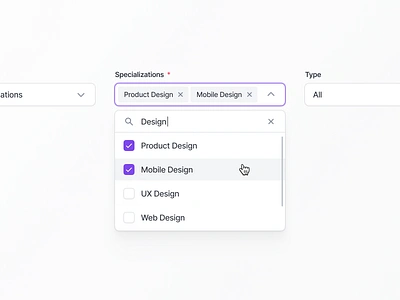 Select Component active component design system dropdown focus input interaction label library menu pill product design search select symbol tag ui value