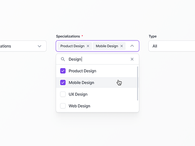 Select Component active component design system dropdown focus input interaction label library menu pill product design search select symbol tag ui value