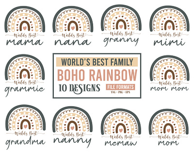 WORLD'S BEST FAMILY BONHO RAINBOW SVG DESIGN t shirt designs