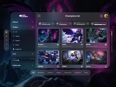 League of Legends | Vision OS 3d app apple design figma game gradient graphic design league of legends lol mobile play riot riot games ui ux vision os visionos web wild rift