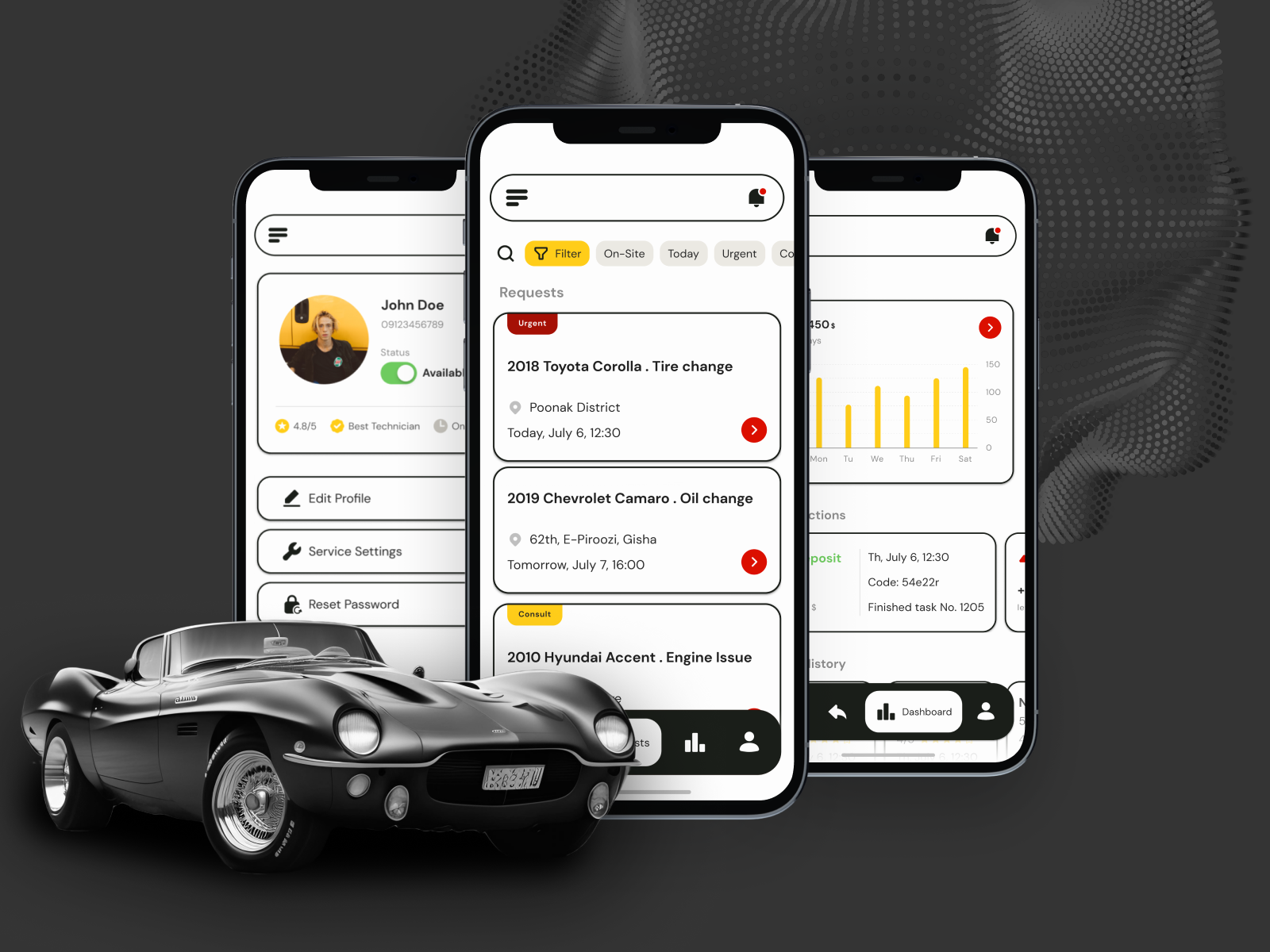 Auto Mechanic App, Product Design app design auto mechanic app automechanics car app car mechanic case study customer freelancemechanics garage management logo mechanicsondemand mobileapp planning product design schedule serviceapp typography uiux wireframe