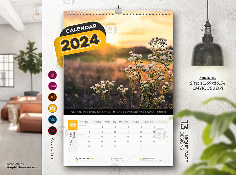 Colorful Calendar 2024 Color Template