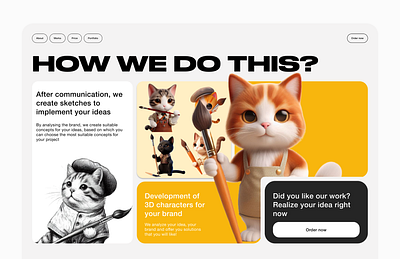 3D animation design service landing page 3d animation blocks blocks design branding cat design graphic design home page illustration landing page sketch ui ux web design