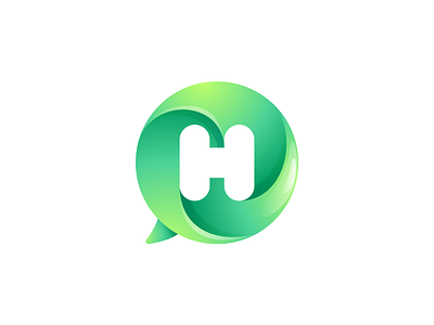 H letter logo inside speech bubble with swirling pattern bubble call cartoon chat circle design eco feedback icon illustration logo mark speech telemarketing