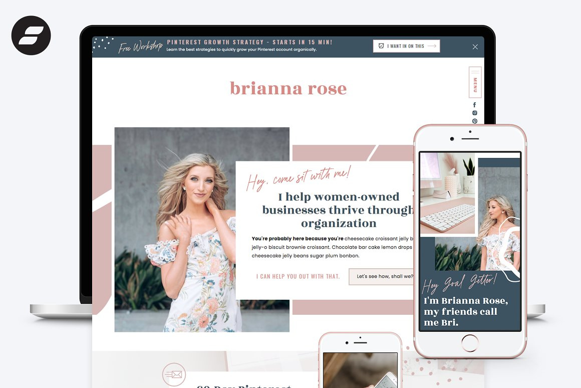 Feminine Showit Website Template affordable website business website clean website template coaching website feminine website modern website show it website showit template showit website smm website va website website website design website template