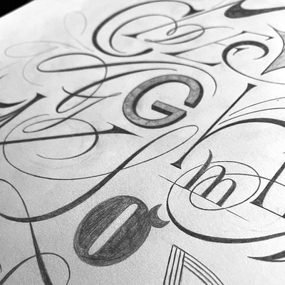 Alphabet flourishes lettering