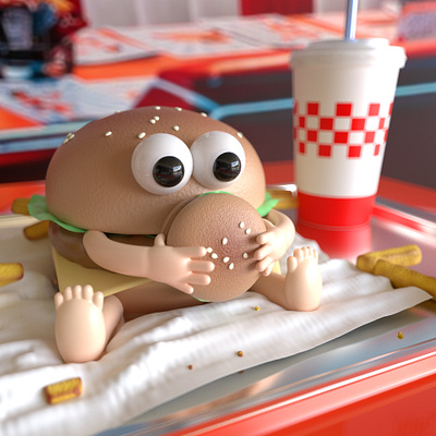 Hamburguy🍔👀 3d 3d illustration aftereffexts c4d character character design cinema4d eat face fast food food fun graphic design hamburger happy humorous illustration monster redshift zbrush