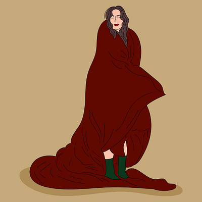 A girl dressed in a warm blanket app branding design graphic design illustration logo typography ui ux vector