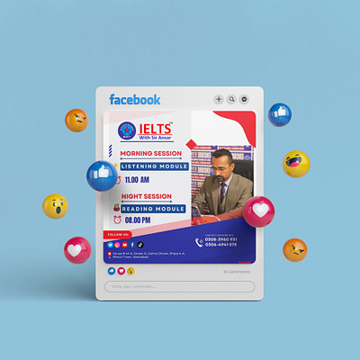 IELTS Social Media Post abroad banner creative design design education facebook graphicdesign ielts instagram socialmedia socialmediapost study ui web