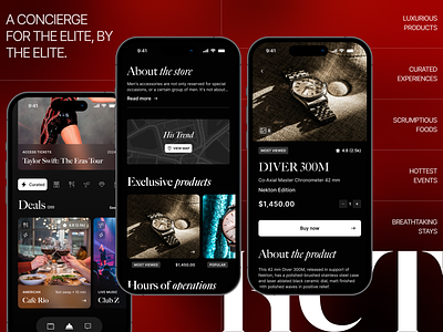 HCT Concierge App - Mobile UX&UI app app design concierge concierge app design elite luxury mobile app mobile design services ui uiux ux vivid motion