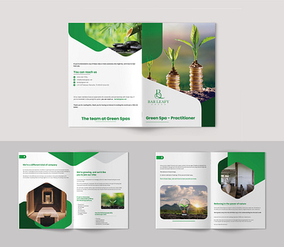 Green spa brochure design template beauty spa brochure