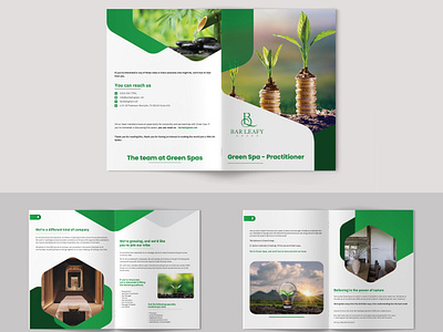 Green spa brochure design template beauty spa brochure