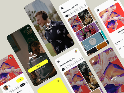 Rush: Music / Audio Streaming App Exploration app audio branding design ios mobile music typography ui ux