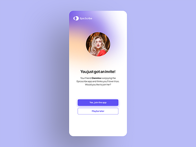 An invitation to an app screen an invite screen buttons dailyui mobile design ui design ui ux uidailychallenge