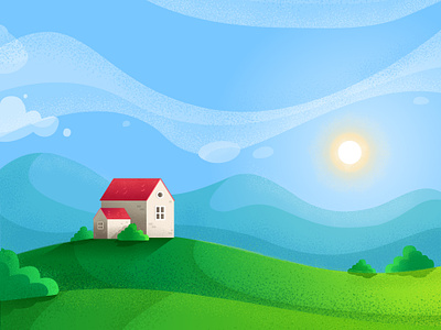 Tutorial | detailing large spaces in vector art art green house illustration landscape nature noise red roof tutorial vector art