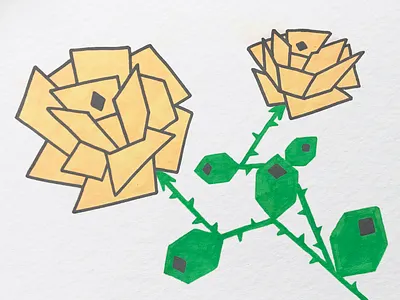 Sleeping chambers decorative design floral flower hand drawn illustration marker posca rose